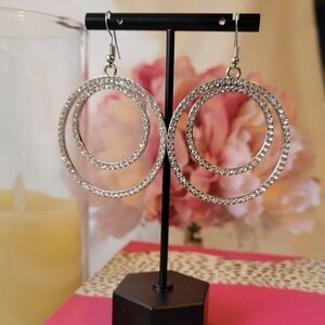 Crystal Double Hoop Dangle Earrings
